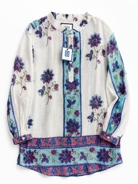 Alicia Bell Girls Blue Purple Floral Popover Dress Size 10 NWT Cotton Boho